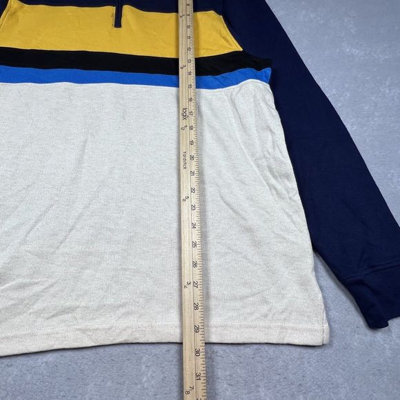 CLUB ROOM STRIPED FLEECE HALF ZIP MOCK NECK SWEATER MEN’S LARGE GRAY/WHITE NWT - Picture 7 of 10